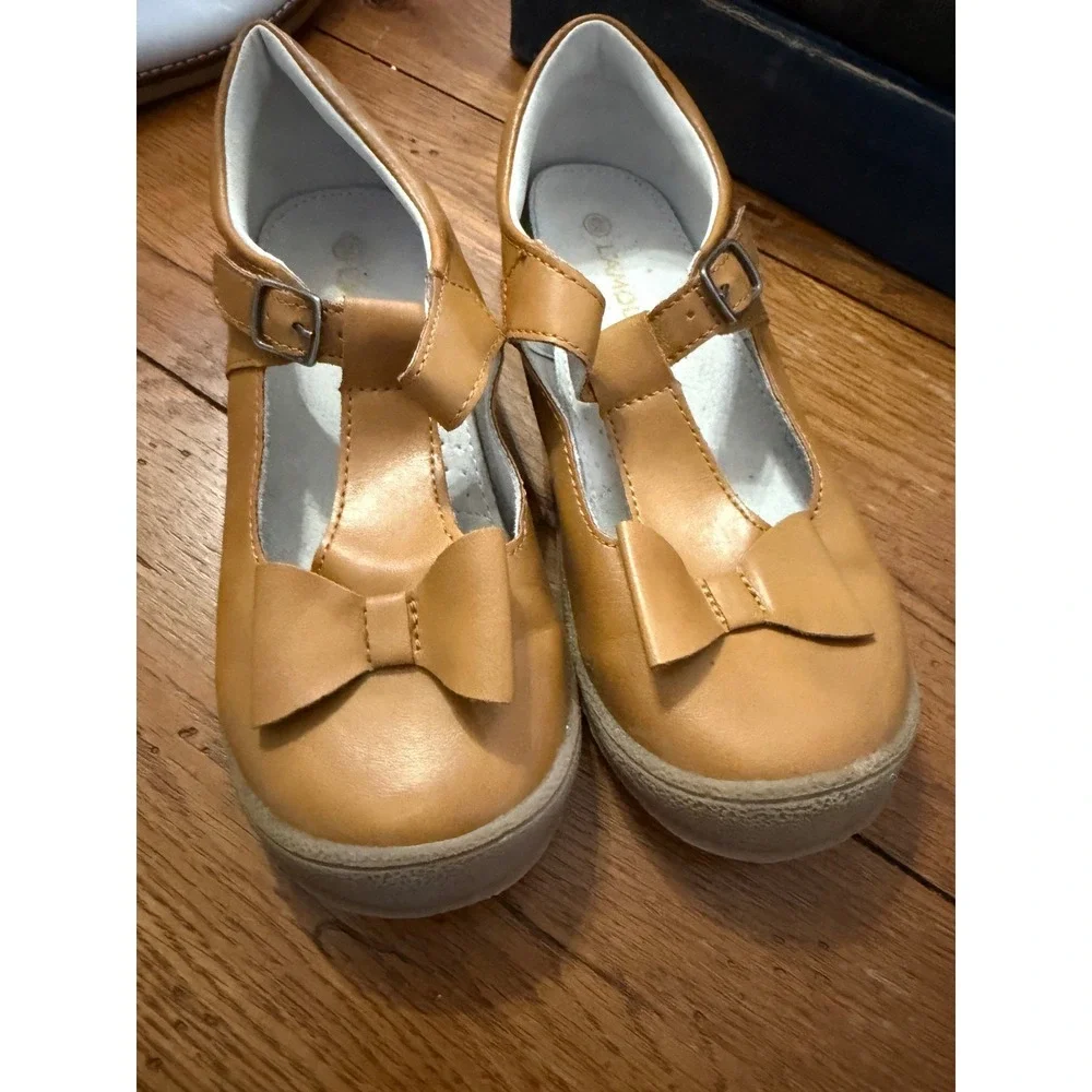 Kids L'amour Brown Leather Bow Buckle‎ Mary Jane Flats Shoes Size 2